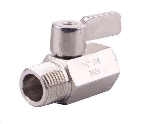 1/2" roestvrij mini-balklep met vrouwelijke x mannelijke NPT draad en roestvrijstalen handvat