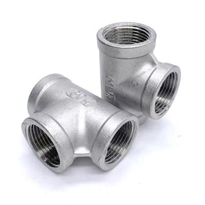 Giet WZ 304T-type Roestvrij staal Binnendraad Tee Gezamenlijk Schroefdraad Waterpijp Gezamenlijk loodgietersmateriaal NPT BSP BSPT
