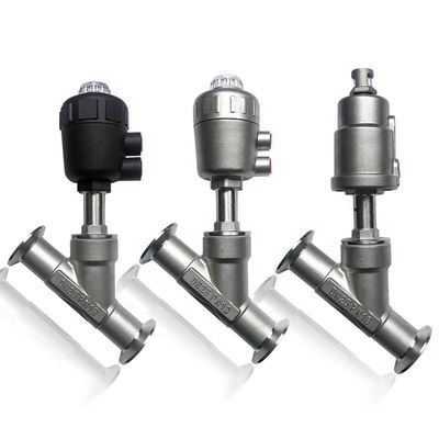 Tri-clamp eindjes pneumatische actuator hoek zitklep met roestvrij staal 304 cilinder