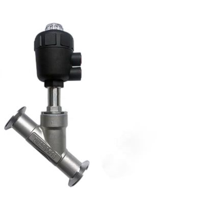 Tri-clamp eindjes pneumatische actuator hoek zitklep met roestvrij staal 304 cilinder