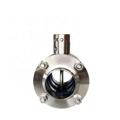 Sanitair roestvrij staal 304 316L handmatig drie-stuk gespannen flens wafer vlinderklep