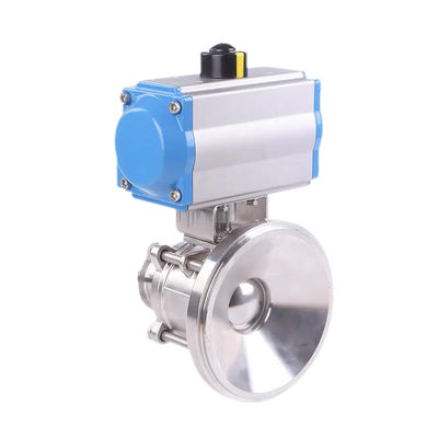 304 316 Roestvrij staal hygiënische lasklem flens draad balklep met pneumatische actuator