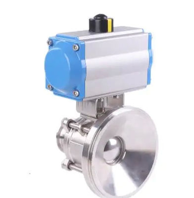 304 316 Roestvrij staal hygiënische lasklem flens draad balklep met pneumatische actuator