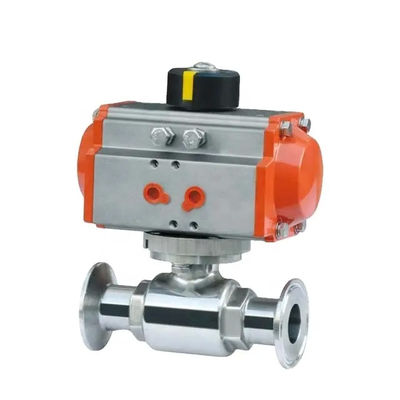 Roestvrij staal 304 Tri Clamp Connection Sanitaire Voedselveilig Pneumatisch Actuator Ball Valve