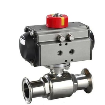 Roestvrij staal 304 Tri Clamp Connection Sanitaire Voedselveilig Pneumatisch Actuator Ball Valve