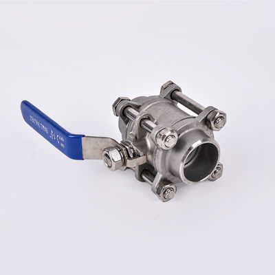 Roestvrij staal 304 3PC kogelklep voor water media zilver tri-clamp klaver buis bekleed