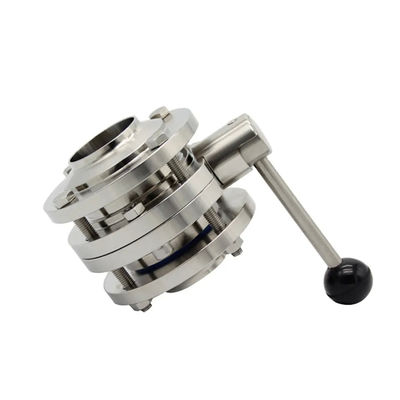 1/8"--4" WZ Food Grade roestvrij staal 304 316L Sanitair Drie PCS Manuele vlinder klep gelijk