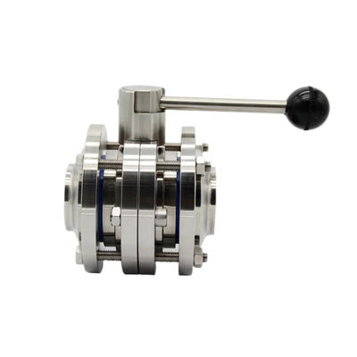 1/8"--4" WZ Food Grade roestvrij staal 304 316L Sanitair Drie PCS Manuele vlinder klep gelijk