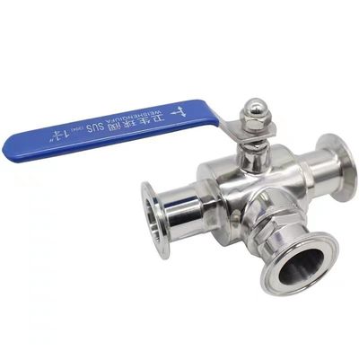 Roestvrij staal 304 316 316L Giet Sanitair 3-Way Manuele Ball Valve 1/2 inch DIN 3A SMS