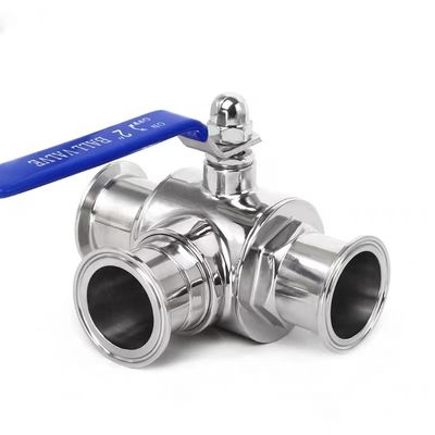 Roestvrij staal 304 316 316L Giet Sanitair 3-Way Manuele Ball Valve 1/2 inch DIN 3A SMS