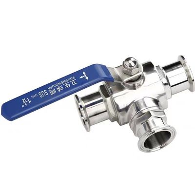 Roestvrij staal 304 316 316L Giet Sanitair 3-Way Manuele Ball Valve 1/2 inch DIN 3A SMS