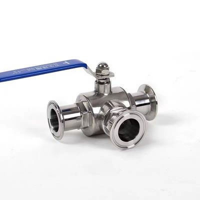 Roestvrij staal 304 316 316L Giet Sanitair 3-Way Manuele Ball Valve 1/2 inch DIN 3A SMS