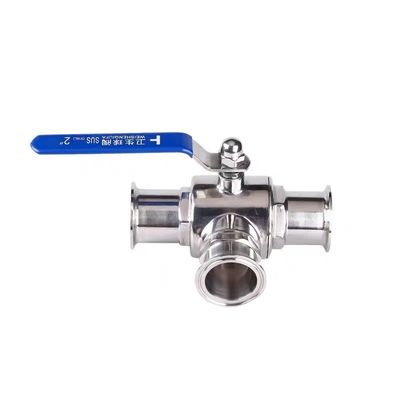 Roestvrij staal 304 316 316L Giet Sanitair 3-Way Manuele Ball Valve 1/2 inch DIN 3A SMS
