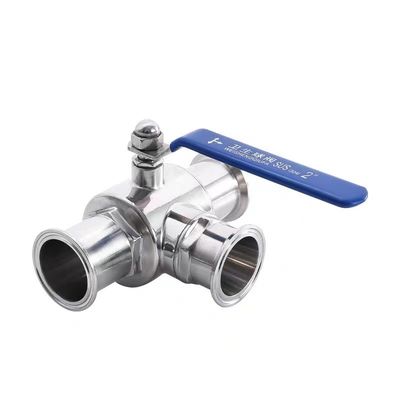 Roestvrij staal 304 316 316L Giet Sanitair 3-Way Manuele Ball Valve 1/2 inch DIN 3A SMS