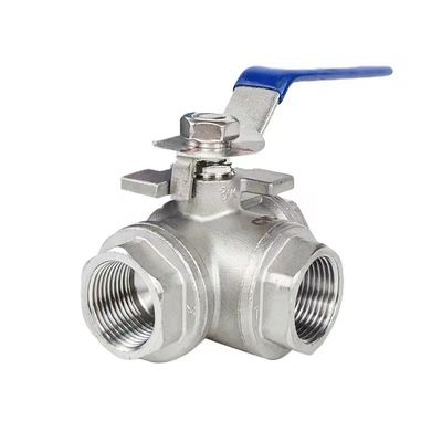 Cylindrische kopcode WZ SS201 304 316 Driewegklep met gedraaide kant NPT BSP BSPT zilver