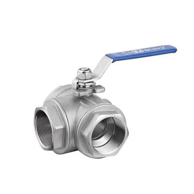 Cylindrische kopcode WZ SS201 304 316 Driewegklep met gedraaide kant NPT BSP BSPT zilver