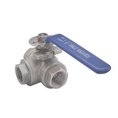 Cylindrische kopcode WZ SS201 304 316 Driewegklep met gedraaide kant NPT BSP BSPT zilver