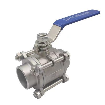 Zilveren roestvrij staal 201 304 316 Butt Weld Ball Valve met handmatige bediening NPT BSP BSPT