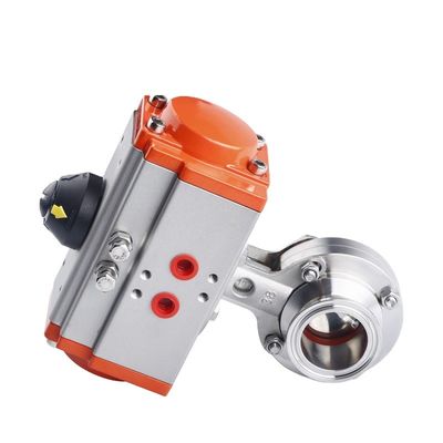 Watermedia Sanitaire roestvrij staal 304 Tri Clamp Pneumatische actuator vlinderklep