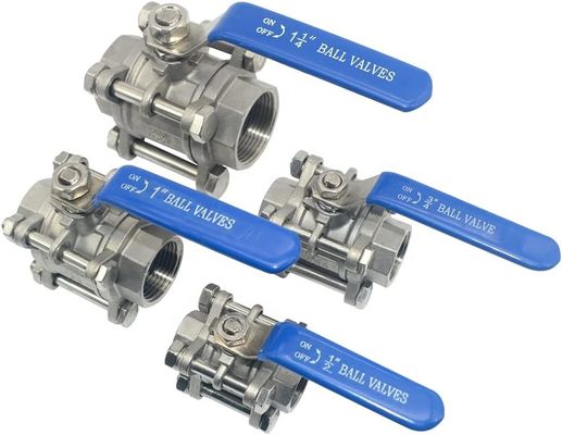 Ronde kop kogelventil 1/2 inch NPT Gedrukt roestvrij staal 304 Vrouwelijk 3 stukken Volledige poort