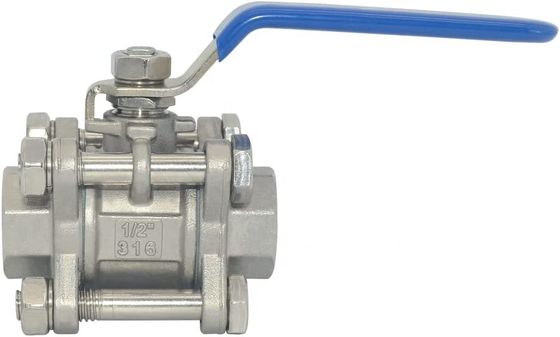Ronde kop kogelventil 1/2 inch NPT Gedrukt roestvrij staal 304 Vrouwelijk 3 stukken Volledige poort