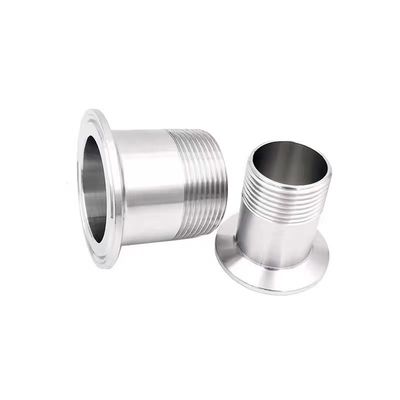 Zilveren 1/2" 3/4" BSP Mannelijke NPT draad Ferrule Type Tri Clamp Pipe Fitting voor sanitaire