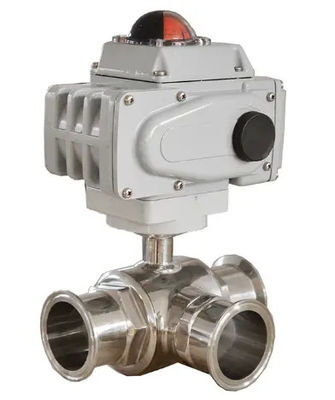 Voedingsmiddelenkwaliteit zilver T-type TRI CLAMP 3-weg kogelventil roestvrij staal 304 316 WZ 3A/DIN/SMS