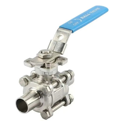 Zilveren 3pc hoogplatform sanitaire kogelkleppen voor WZ 3A DIN CE ISO roestvrij staal lengte
