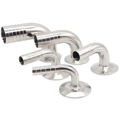 Sanitaire SS304 316 316L Tri Clamp 90DEG Slang Barb Tri Clover Compatible Slang Coupling Fitting Food Grade Adapter