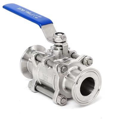 DN20-DN300 Sanitair roestvrij staal 3pcs kogelklep met Tri Clamp verbinding en grootte