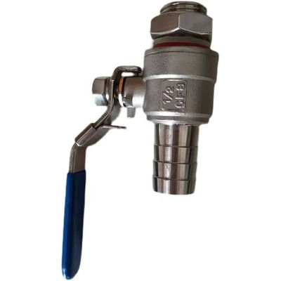 Zilver WZ 1/2" roestvrij staal 304 2PC prikkelslangbalklep met draad SS draad gespannen slangbalklep