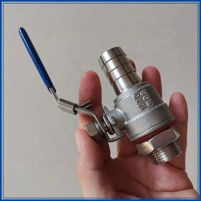 Zilver WZ 1/2" roestvrij staal 304 2PC prikkelslangbalklep met draad SS draad gespannen slangbalklep