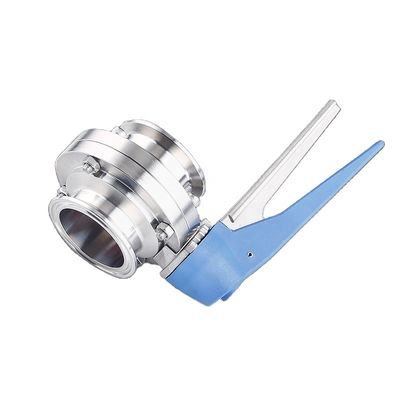 Roestvrij staal 304 vlinderklep met blauw trekkerhandvat en tri-clamp klaver