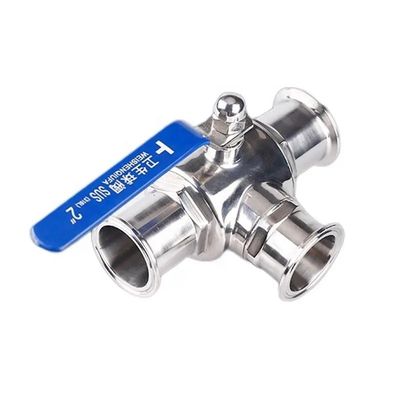 Gesmeed Sanitair SS304/SS316L L/T Type Tri Clamp Roestvrij staal 3-weg kogelventil 3A DIN