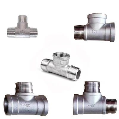 3weg roestvrij staal 1/2 "NPT Mannelijk Gegooid T-pijp slang Fitting Gegooid Mannelijk Tee Fitting