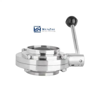 Voedingsmiddelenkwaliteit Sanitair roestvrij staal Butt-Weld Butterfly Valve met lasverbinding