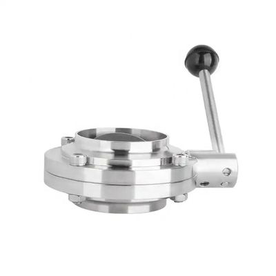 Voedingsmiddelenkwaliteit Sanitair roestvrij staal Butt-Weld Butterfly Valve met lasverbinding