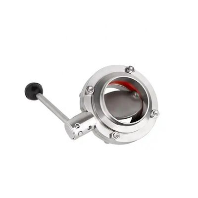 Voedingsmiddelenkwaliteit Sanitair roestvrij staal Butt-Weld Butterfly Valve met lasverbinding