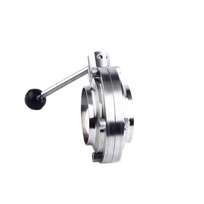 Voedingsmiddelenkwaliteit Sanitair roestvrij staal Butt-Weld Butterfly Valve met lasverbinding