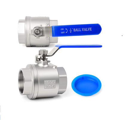 304 roestvrij staal 1/2 inch FNPT Heavy Duty Full Port Ball Valve met blauwe handgrepen