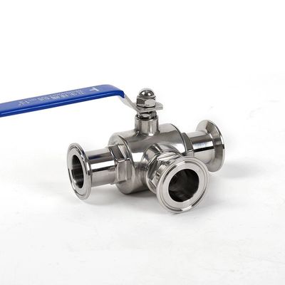 Sanitair roestvrij staal 304 316 316L Tri-clamp 3-weg Sanitair kogelventil type T type L
