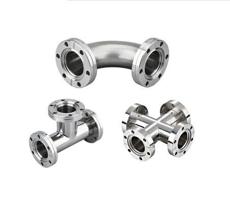 Roestvrij staal 301/304/316 KF Equal Tee Connect Flange Vacuum Fitting met OEM ondersteuning
