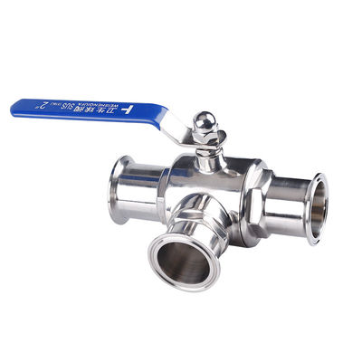 Sanitaire SS304/SS316L Tri Clamp Ball Valve met 3-Way Functie en in 1/2'' 6' maten