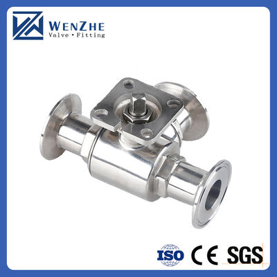 Handmatig sanitair roestvrij staal 304/316L Tri-clamp 3 Way Ball Valve met hoge montage pad