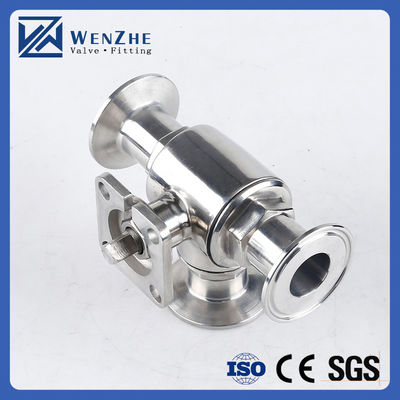 Handmatig sanitair roestvrij staal 304/316L Tri-clamp 3 Way Ball Valve met hoge montage pad