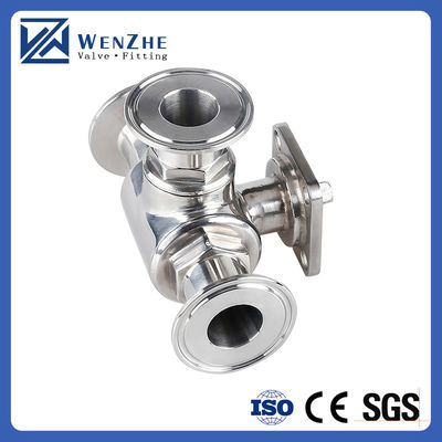 Handmatig sanitair roestvrij staal 304/316L Tri-clamp 3 Way Ball Valve met hoge montage pad
