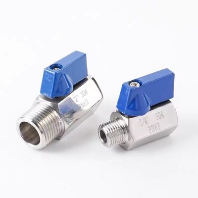 Gelijke Mini Ball Valve 1/8 "WZ roestvrij staal 304 316 FF 1000PSI/PN63 Schroef handleiding
