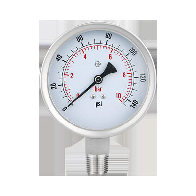 Draadverbinding WZ 100mm 304SS Drukmeter van roestvrij staal Cylindrische kopcode