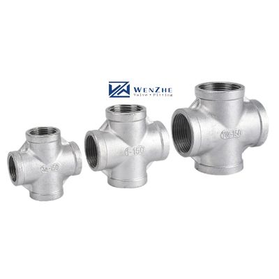 Roestvrij staal 304 201 316 Pipe Fitting Vrouwelijke draad Cross 4 Way Cross NPT BSPT BSPP Giet