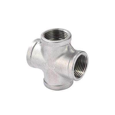 Roestvrij staal 304 201 316 Pipe Fitting Vrouwelijke draad Cross 4 Way Cross NPT BSPT BSPP Giet